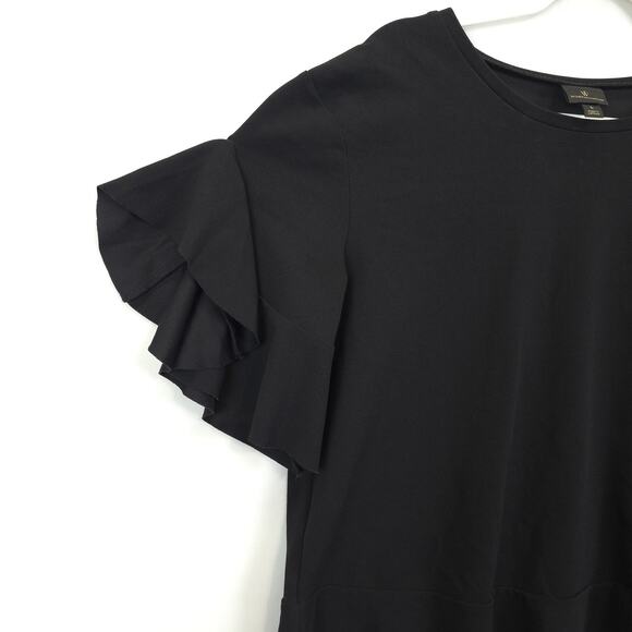 Worthington Shirt Womens Large Black Ruffle Sleeve Hem Stretch Pullover Top - Picture 2 of 10